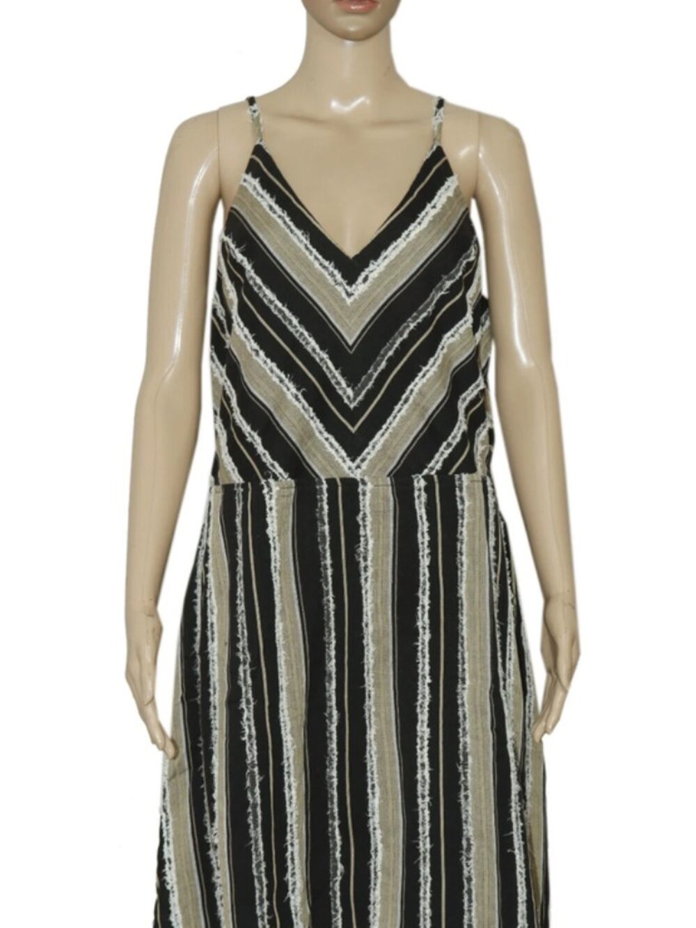 Idyllwind Jacquard Fabric Striped Self Pattern Lace Up Black Mini Dress XXL